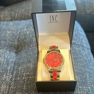 INC Red and Silver Watch
